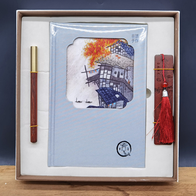 绣艺重庆笔记本配红木笔书签礼盒