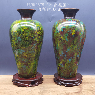 大师王宗秀漆艺花瓶花绿（一对2个）