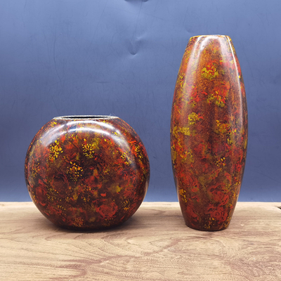 大师王宗秀漆艺花瓶高矮瓶（一对2个