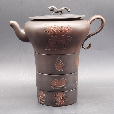 虎鈕錞于便攜式茶具三峽博物館館藏文創