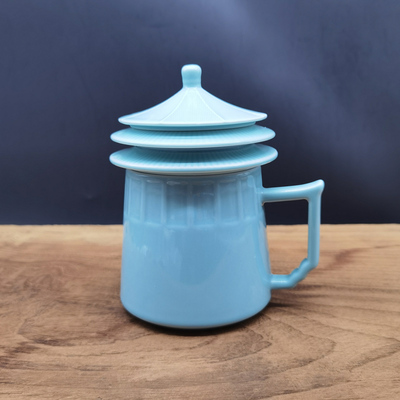 三博影青釉大礼堂茶杯不带金边款01