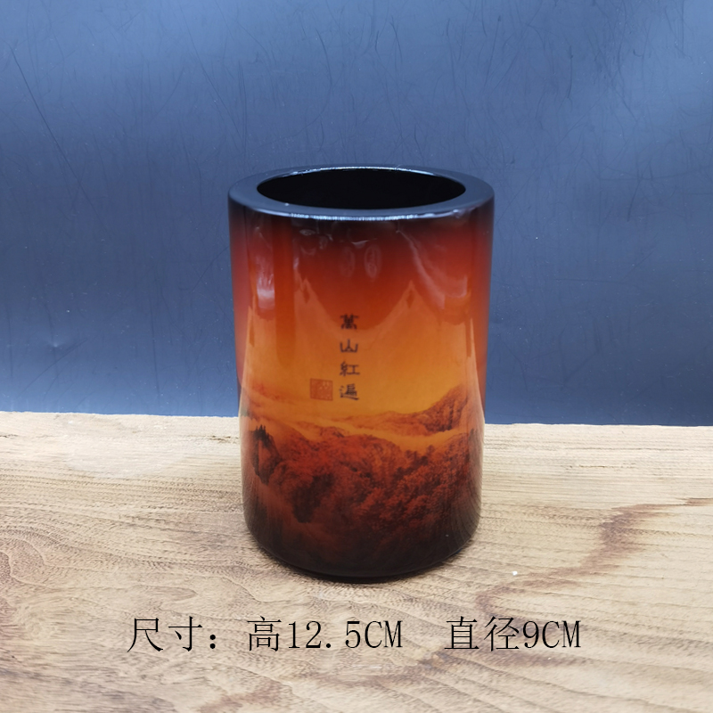 山神漆器筆筒-萬山紅遍尺寸.jpg