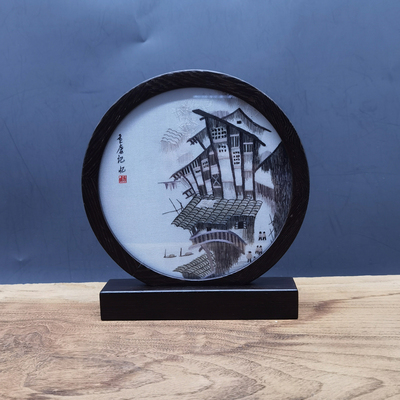 迷你摆件巴渝风16圆蜀绣双面绣