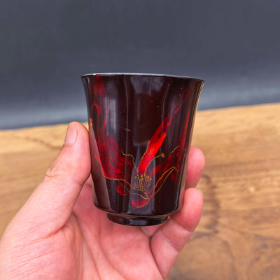 漆艺瓷杯--山茶花