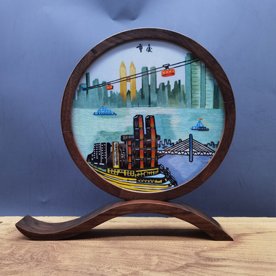 渝城印象蜀绣双面绣摆件02-1