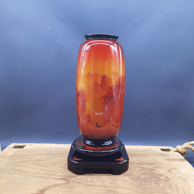 山神漆器花瓶-万山红遍