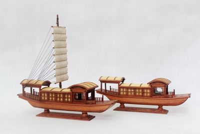 重慶古船模純手工木制周東平作品小游船太上渝禮堂