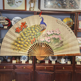荣昌折扇夏布扇挂扇1米大型扇手绘孔雀春和景明
