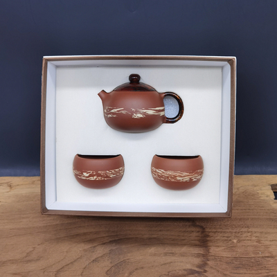 双非遗荣昌陶茶壶+绞泥主人杯2个礼盒
