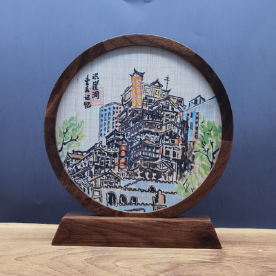 夏布渝城印象胡桃木摆件