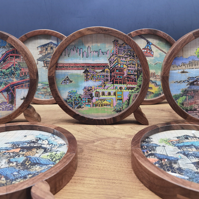 夏布胡桃木Q框摆件02